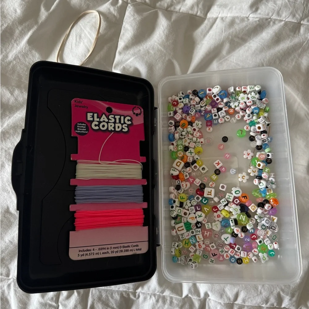 Bulk Alphabet & Shape Bead Lot with Elastic Cord - Friendship Bracelet Kit